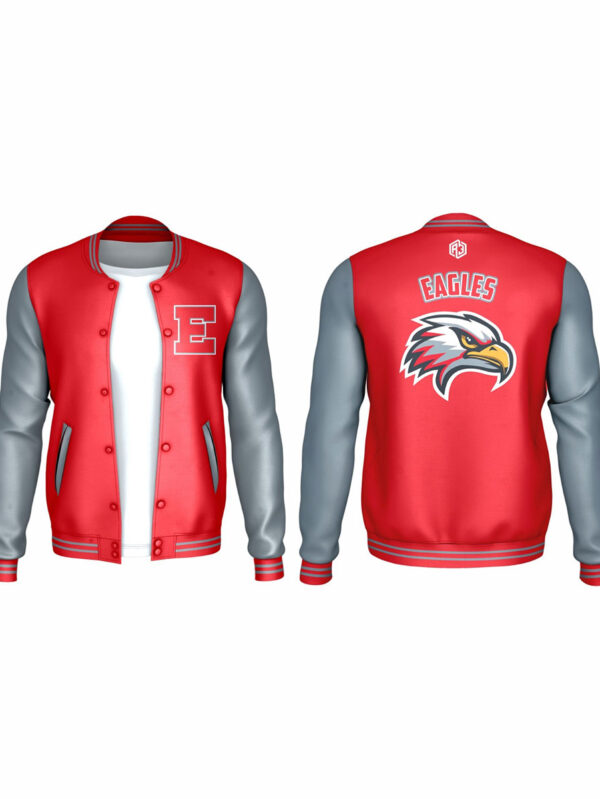 2. Edgewater Varsity Jackets ( Red Leather sleeves 02)