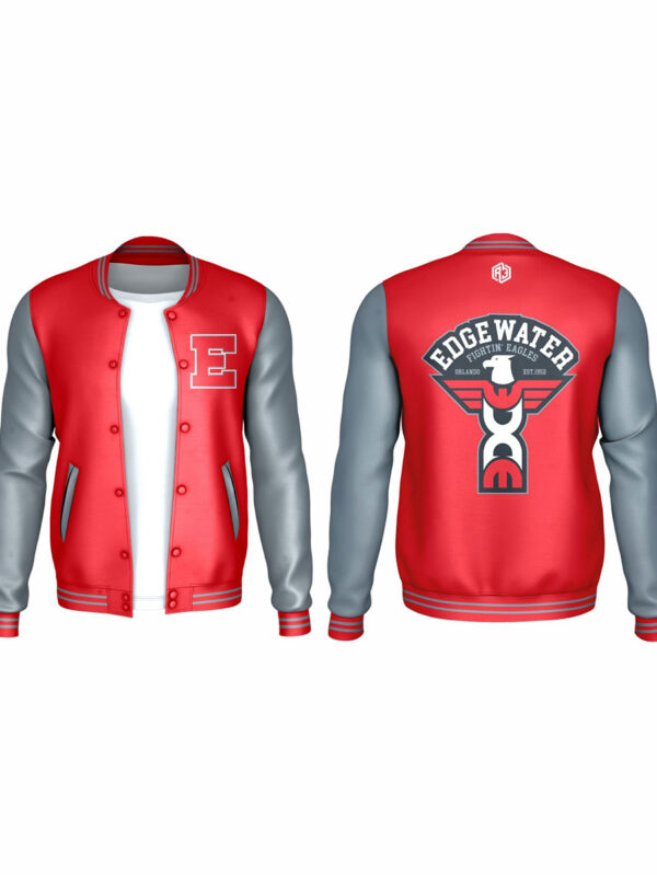 3. Edgewater Varsity Jackets (Red Leather sleeves 03)
