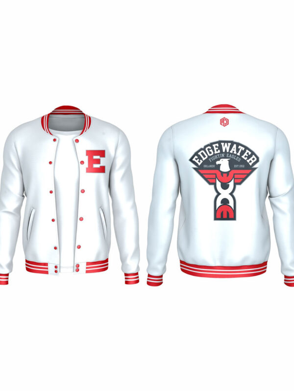 13. Edgewater Varsity Jackets ( White Polyester 02)