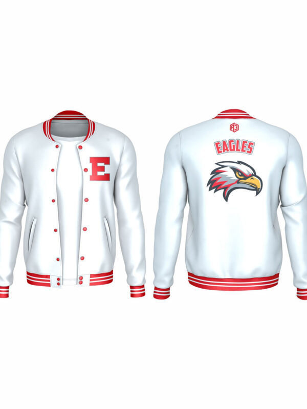 12.Edgewater Varsity Jackets ( White Polyester 01)