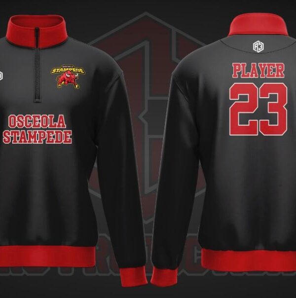 1/4 Zipper  Black-Red(Name & Number)