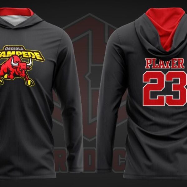 Osceola Stampede Hooded Shirt Black-Red (Name & Number)