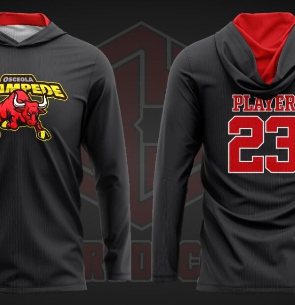 Osceola Stampede Hooded Shirt Black-Red (Name & Number)