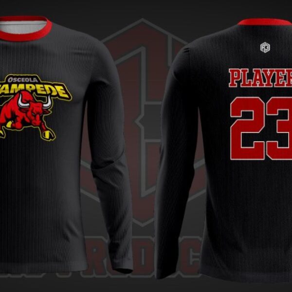 Osceola Stampede Long Sleeve Shirt Black-Red(Name & Number)
