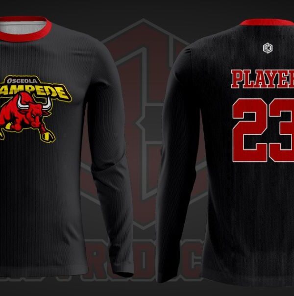 Osceola Stampede Long Sleeve Shirt Black-Red(Name & Number)
