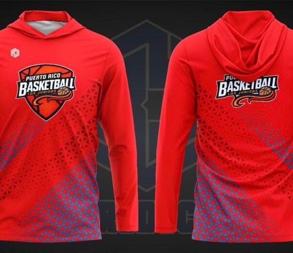 Puerto Rico Long Sleeve Hooded Shirt (Red)