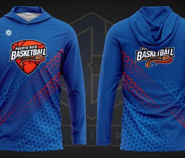 Puerto Rico Long Sleeve Hooded Shirt (Blue)